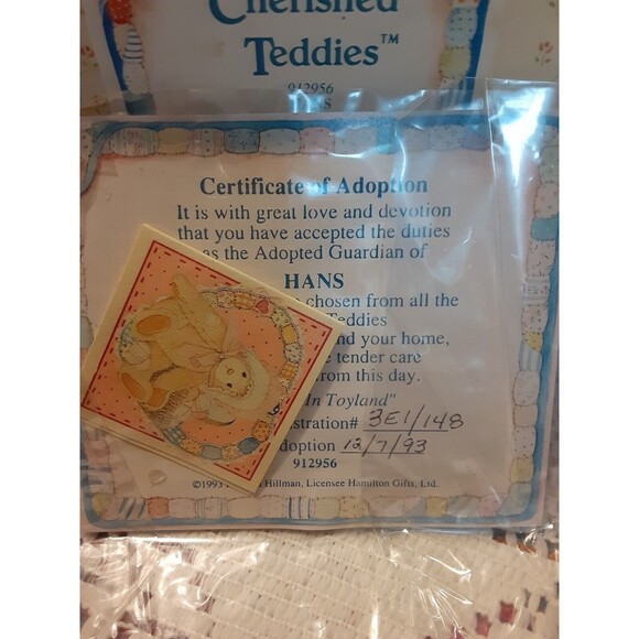 Cherished Teddies Enesco Hillman Hans with Rocking Horse Figure #912956  in Box - Picture 5 of 6